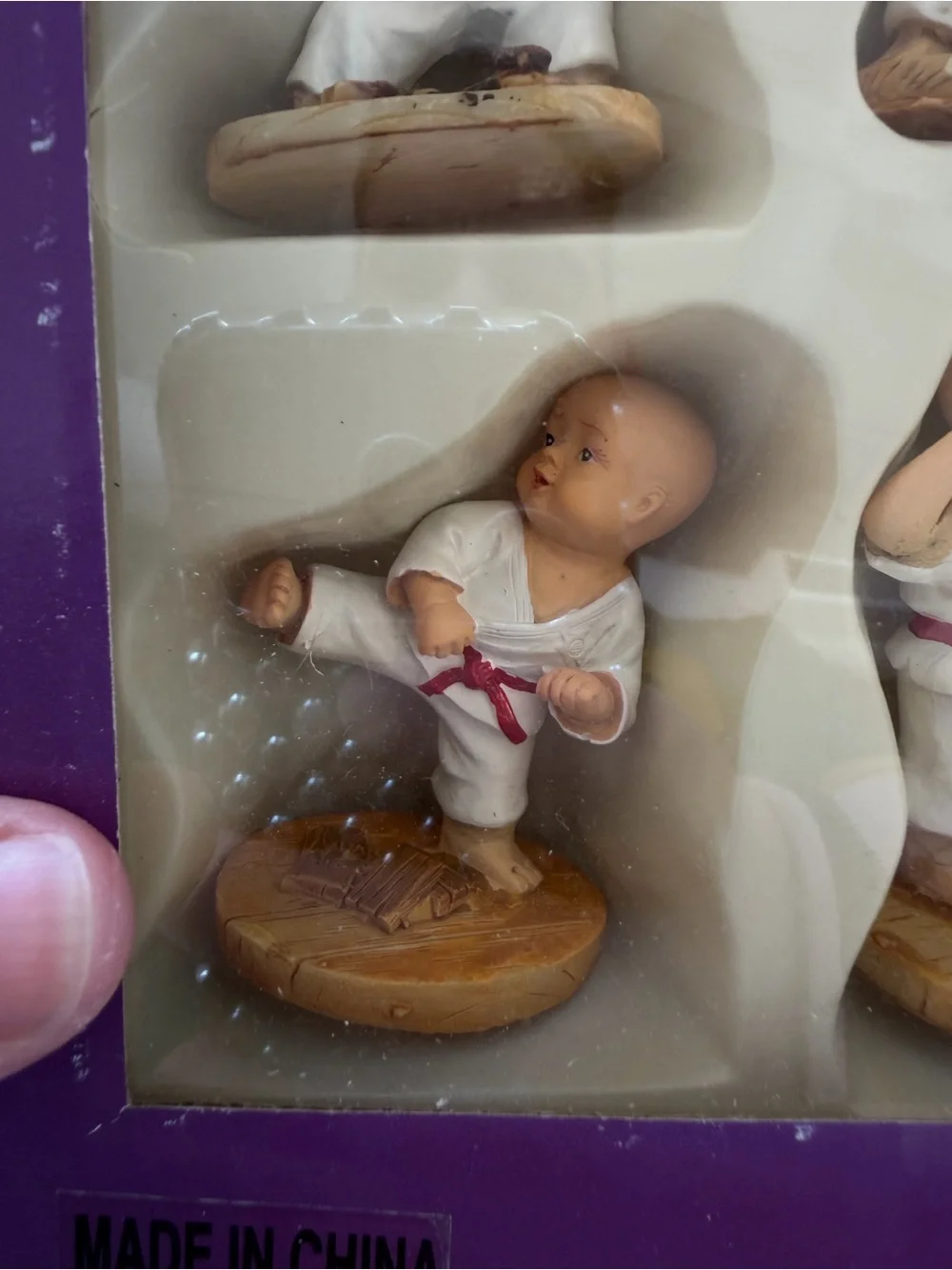 Vintage Miniature Karate Kids Figurine Set - White & Red